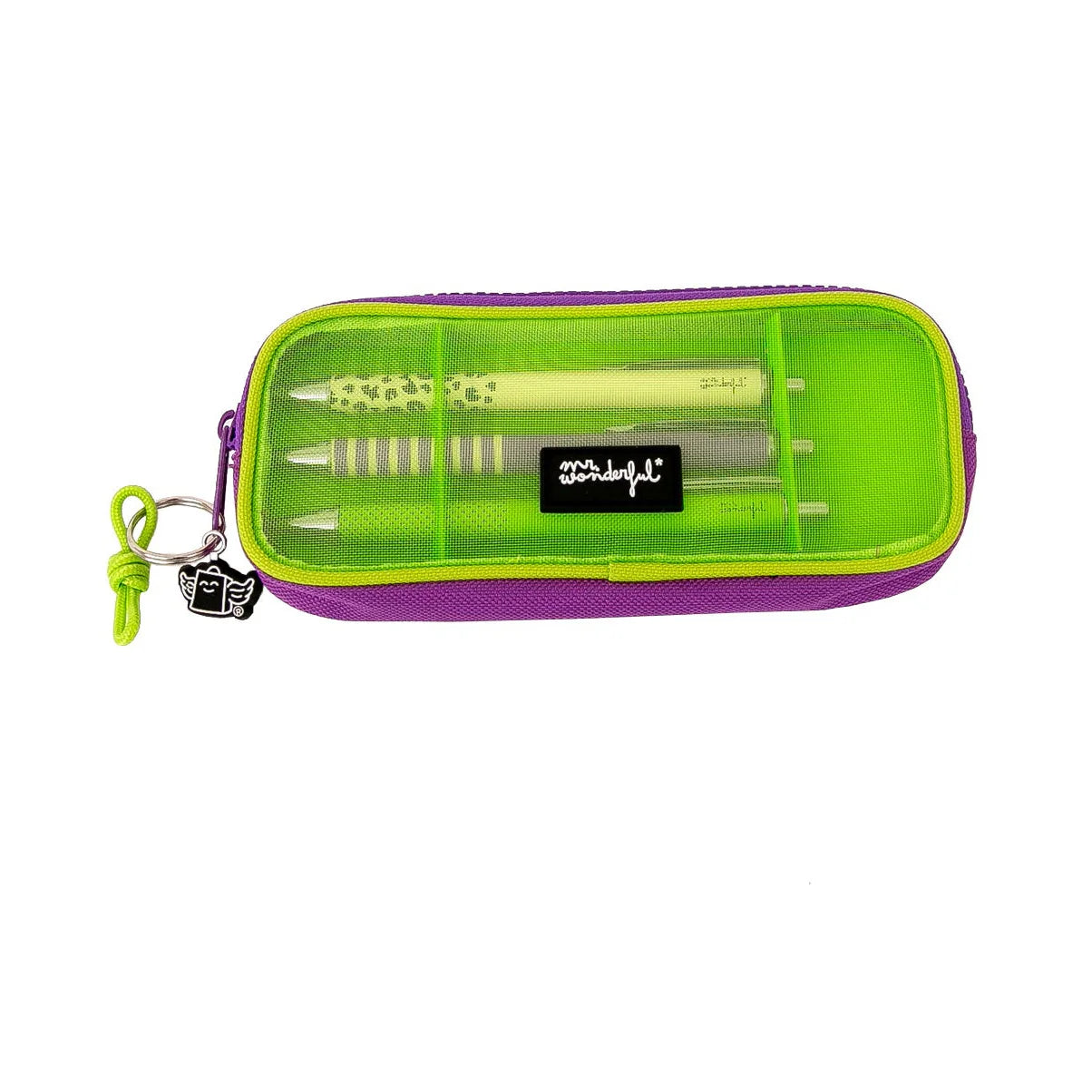 Estojo de rede com 3 canetas - Verde