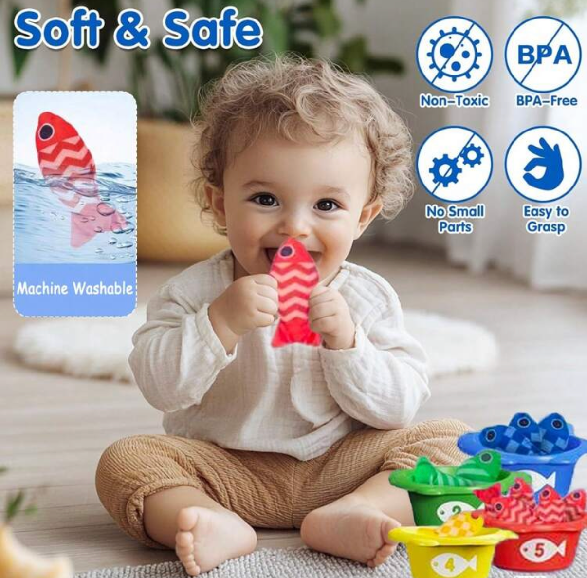 Jogo de pescaria multifuncional para bebés