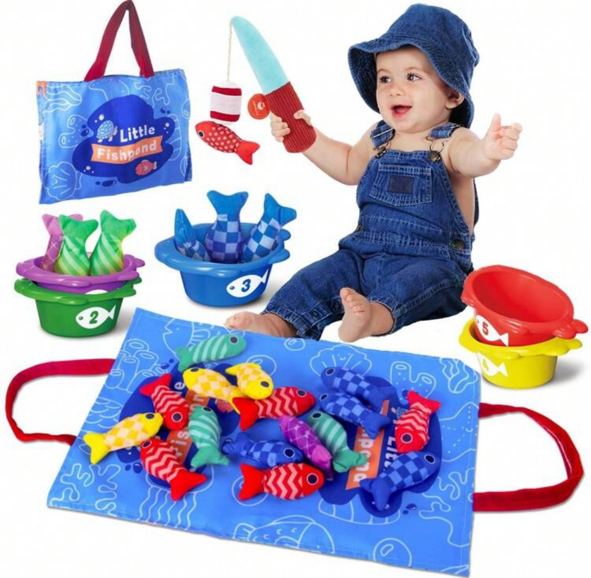 Jogo de pescaria multifuncional para bebés