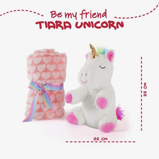 Peluche Unicornio Tiara+manta Medida manta 80x120